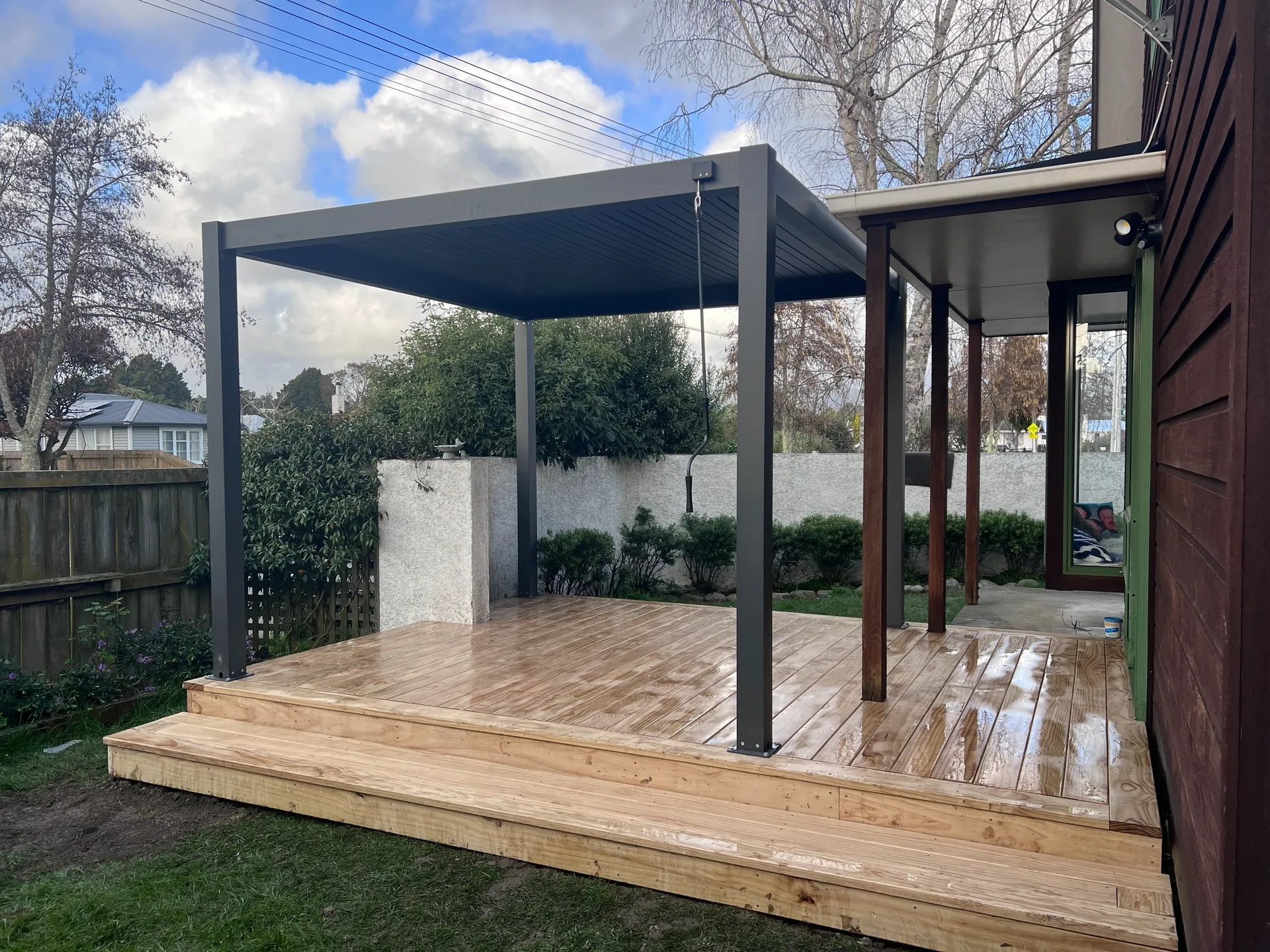 Professional timber pergola construction Wellington with integrated shade - custom outdoor living by KHHS