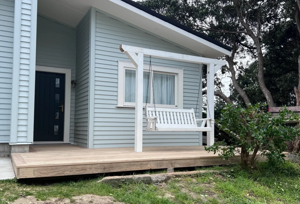Concrete paver patio with pergola shade Wellington - complete outdoor dining entertainment area