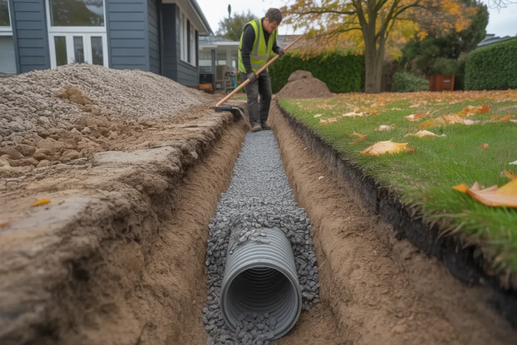 french-drain-installation-kapiti-coast-autumn-drainage-solution-preventing-winter-waterlogging